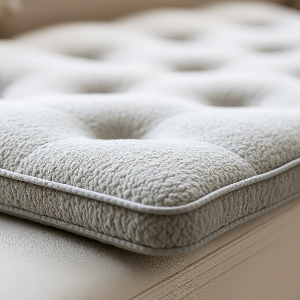 A close-up of a memory foam sofa cushion with a soft, plush texture