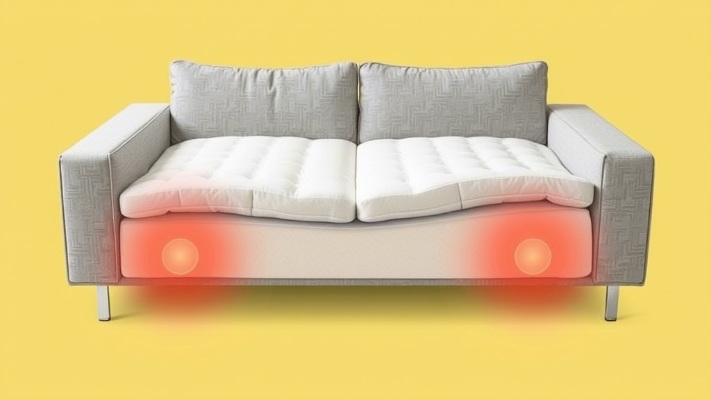 Compressed sofa with memory foam reduces pressure points for comfort, providing relief and relaxation for the body.