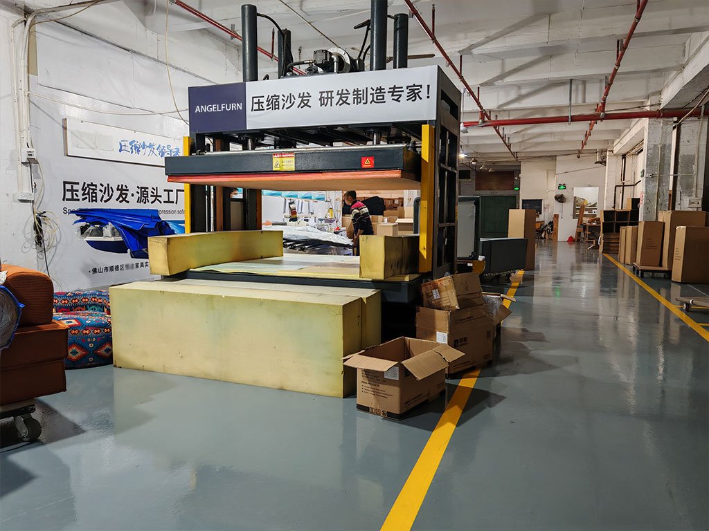 Memory foam compression machine