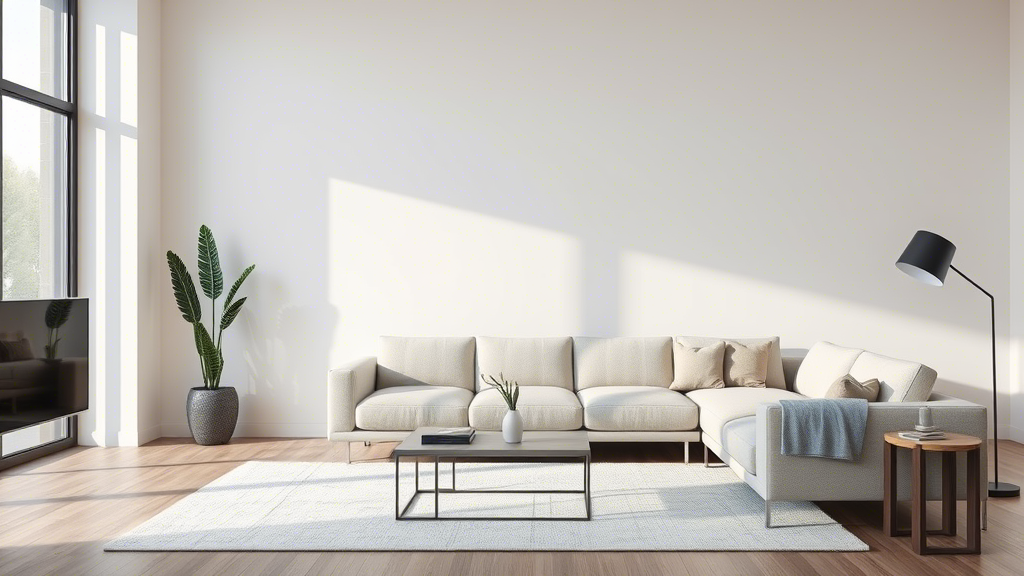 Modern minimalist living room with memory foam sofa