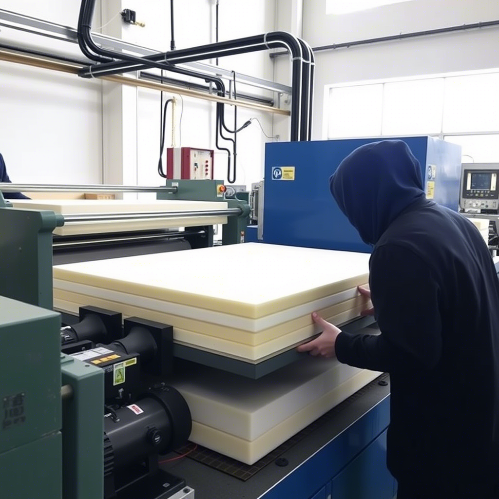 Chinese manufacturer showcasing high-tech memory foam production line