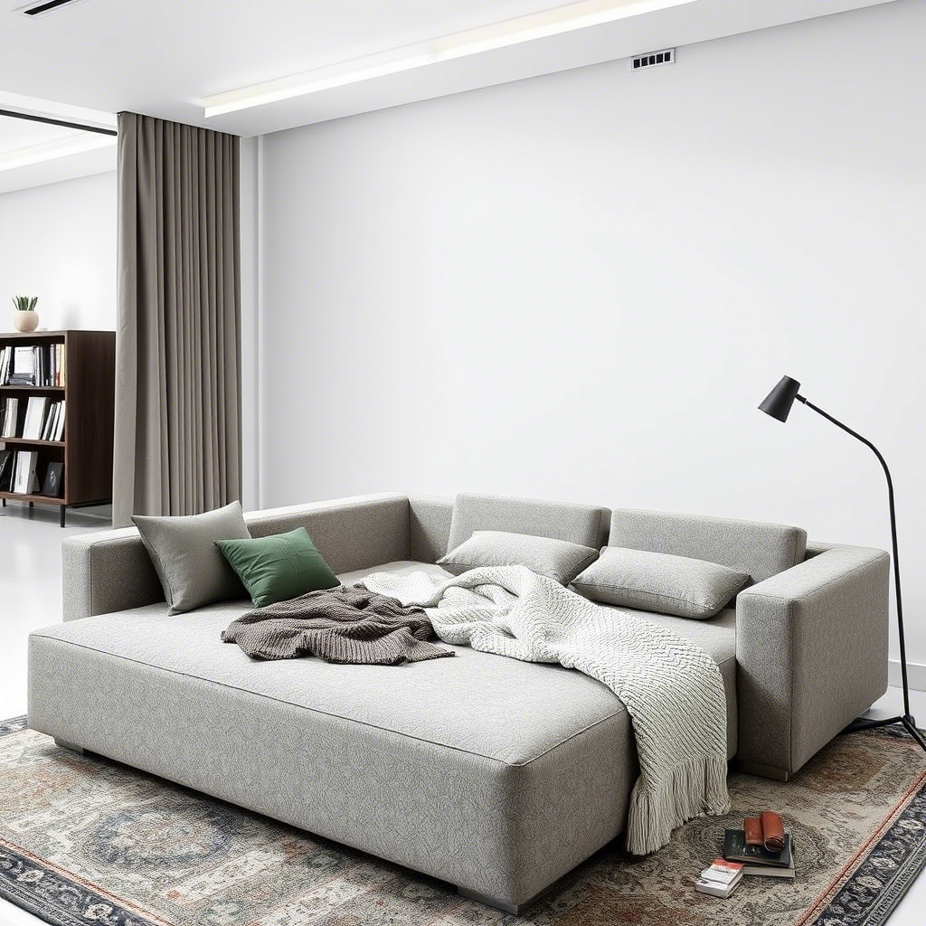 Modern sofa bed factory in China producing space-saving furniture designs.